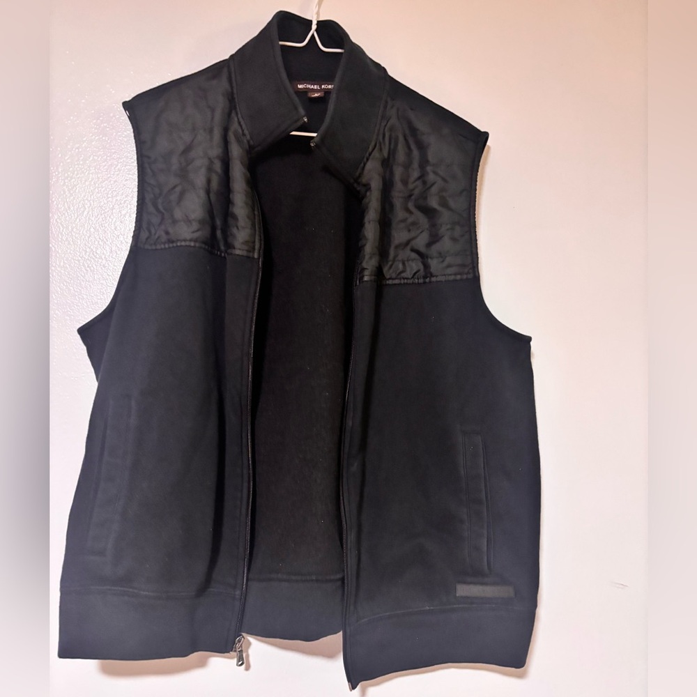 Michael Kors Black Men's Quilted-Shoulder Vest